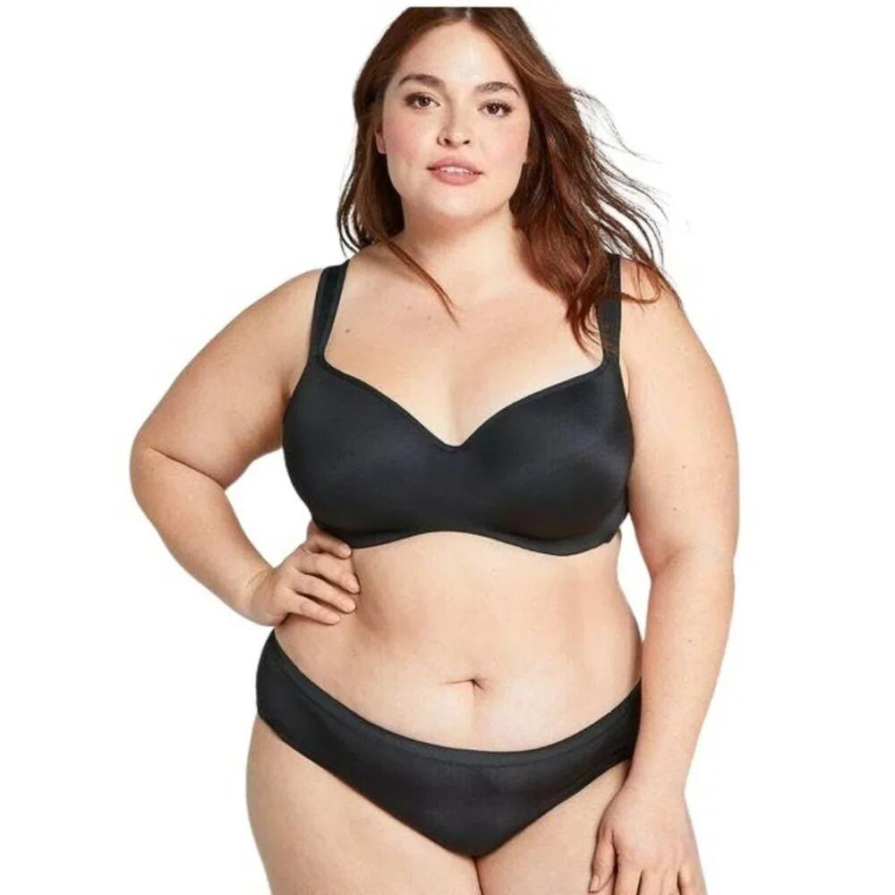 Lane Bryant Cacique Smooth Balconette Bra Satin Black 42G